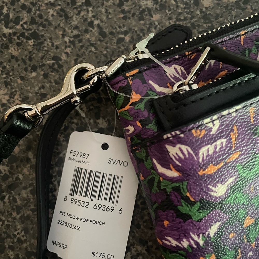 Coach RSE MDOW POP large double zip Purple Floral Pouch